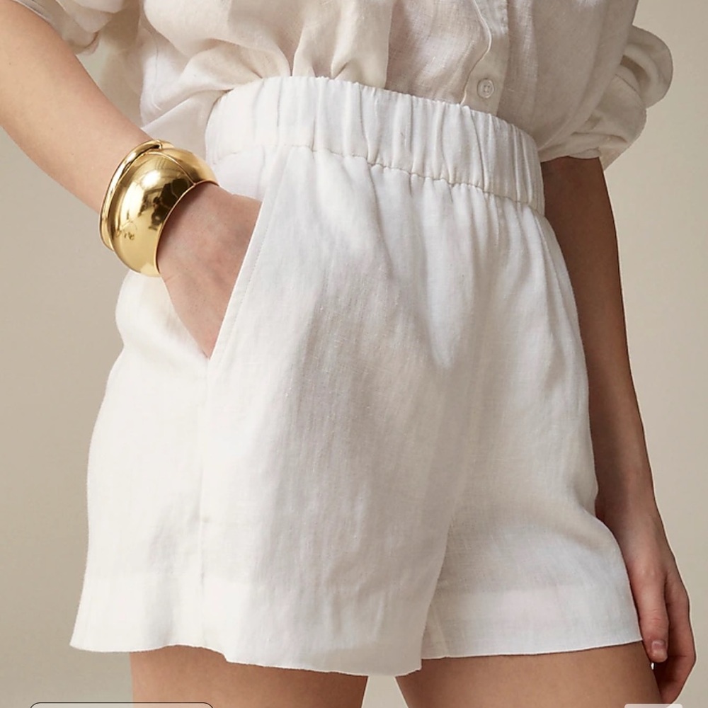 J crew Tropez short in linen white